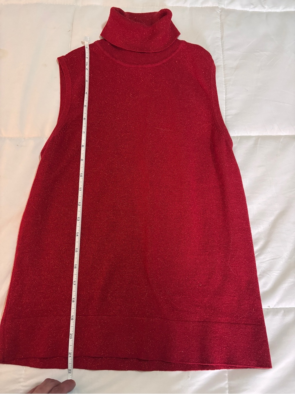 Tabi Dark Cherry Red Sparkle Sleeveless Turtleneck Knit Sweater XS - Picture 6 of 9